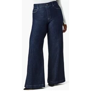 Spanx Seamed Front Pull‎ On Stretch Wide Leg Jean Indigo, Size 2XL